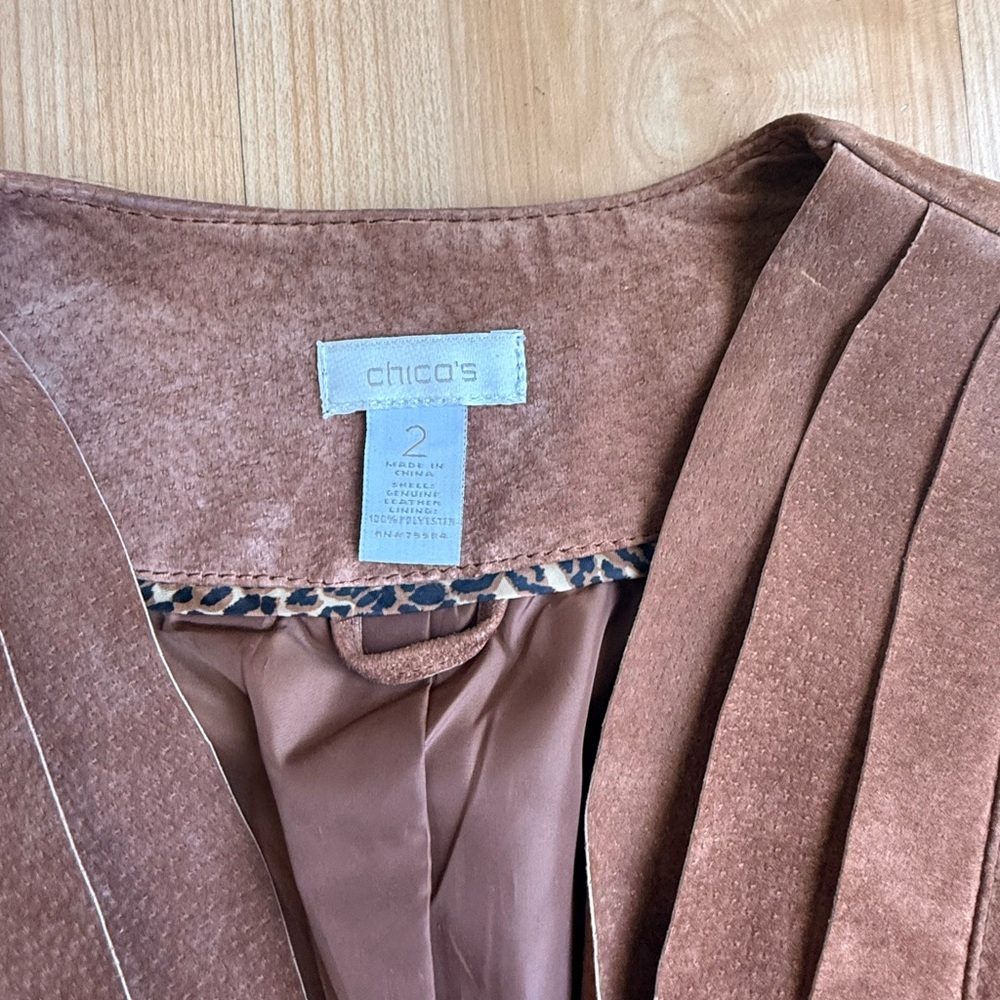 Chico’s Brown Real Suede Leather Vest Top - Picture 2 of 7